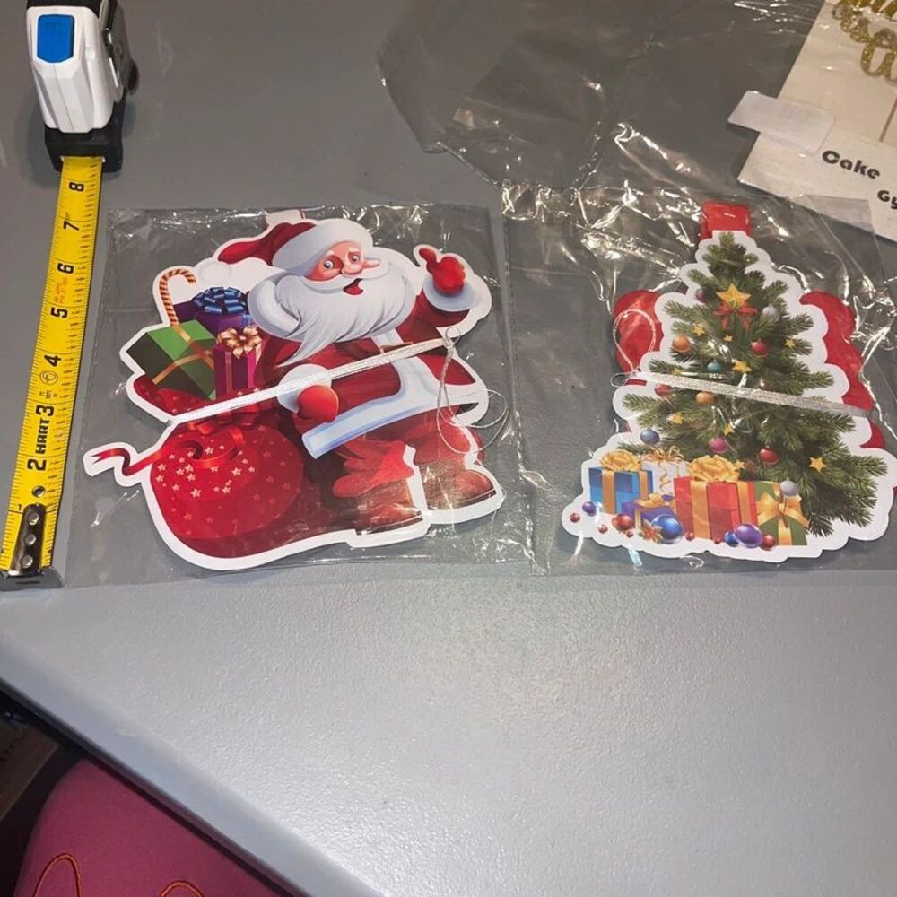 3D Christmas Honeycomb Tissue Paper Hanging Ornaments Santa & Christmas Tree Set